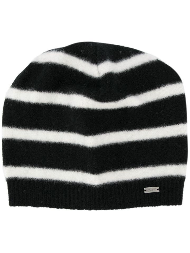 Saint Laurent Striped Beanie - Black
