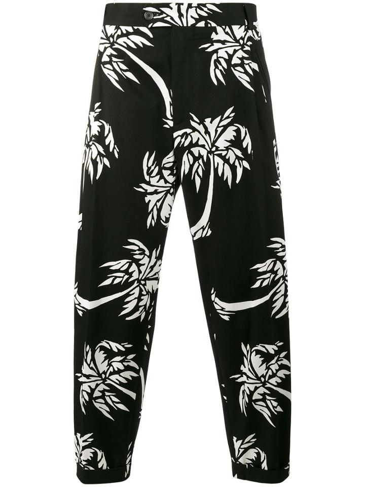 Dolce & Gabbana - Palm Tree Print Cropped Trousers - Men - Cotton/spandex/elastane - 52, Black, Cotton/spandex/elastane