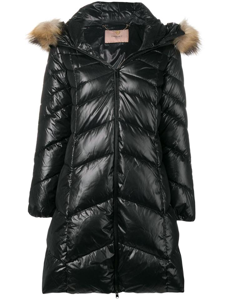 Twin-set Padded Hooded Coat - Black
