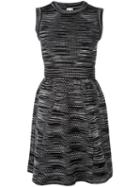 M Missoni Blurry Stripes Flared Dress, Women's, Size: 44, Black, Polyamide/spandex/elastane/viscose