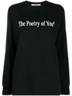 Msgm Embroidered Slogan Sweatshirt - Black