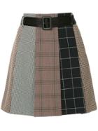 Guild Prime Checked Asymmetric Skirt - Brown