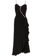 Alessandra Rich Crepe Ruffled Dress - Black