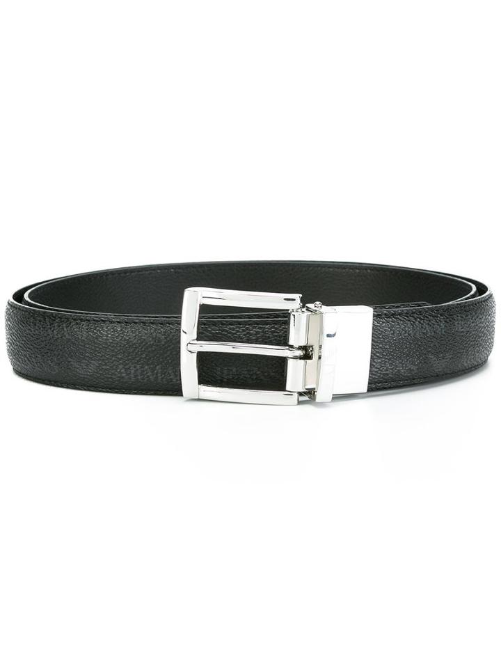Armani Jeans Classic Textured Belt, Men's, Black, Leather/pvc