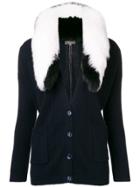 N.peal Detachable Fur Collar Cardigan - Blue