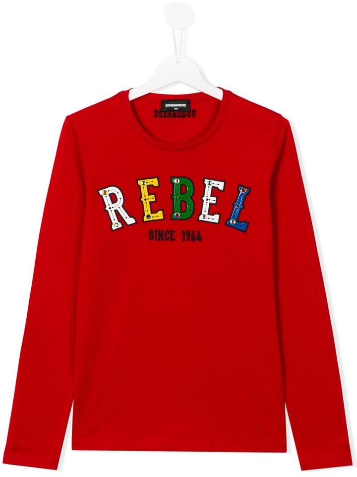 Dsquared2 Kids Rebel Embroidered Sweatshirt, Girl's, Size: 14 Yrs, Red