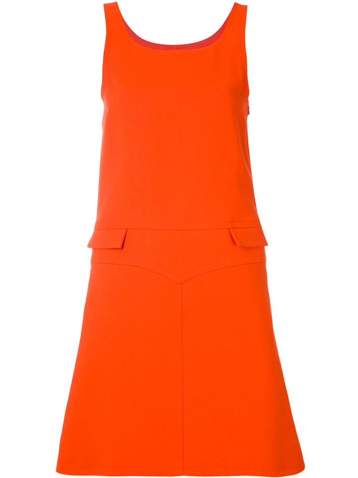 Courrèges - Sleeveless Double Pocket Dress - Women - Silk/polyester/wool - 34, Red, Silk/polyester/wool