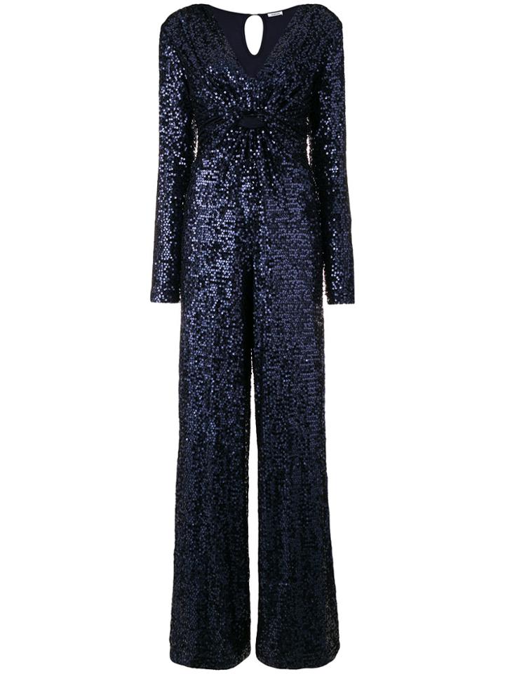 P.a.r.o.s.h. Twist Waisted Flare Leg Jumpsuit - Blue