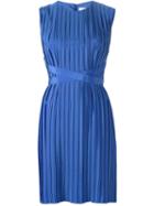 Victoria Victoria Beckham Sleeveless Pleated Dress, Women's, Size: 12, Blue, Polyester/nylon