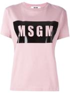 Msgm Logo Print T-shirt, Women's, Size: Large, Pink/purple, Cotton