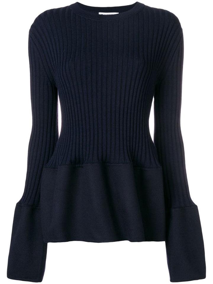 Jil Sander Ruffled Hem Jumper - Black