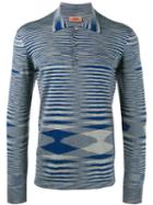 Missoni - Striped Long Sleeved Polo Shirt - Men - Cotton - 48, Blue, Cotton