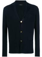 Roberto Collina V-neck Cardigan, Men's, Size: 52, Blue, Cotton/linen/flax/polyamide/viscose