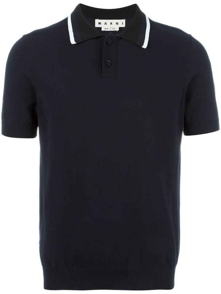 Marni Contrast Collar Polo Shirt - Blue