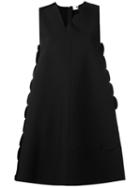 Msgm Scalloped Detail Flared Dress, Women's, Size: 40, Black, Polyester/spandex/elastane/viscose