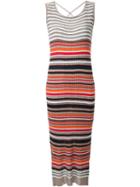 Loveless Striped Long Knit Dress, Women's, Size: 34, Brown, Cotton/rayon