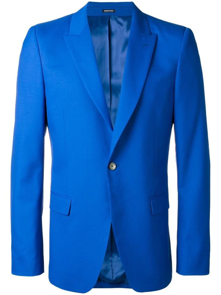 Alexander Mcqueen One Button Blazer - Blue