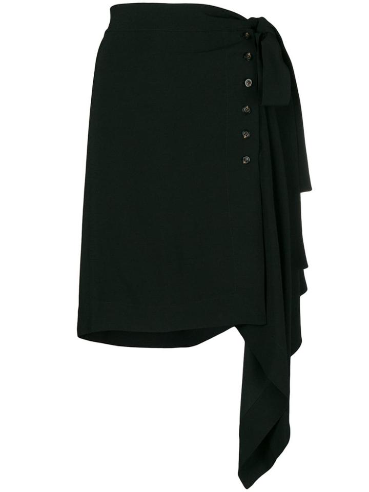 Rick Owens Draped Button Up Skirt - Black