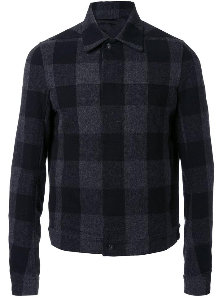 Rick Owens Checked Shirt Jacket, Men's, Size: 50, Black, Cotton/nylon/wool