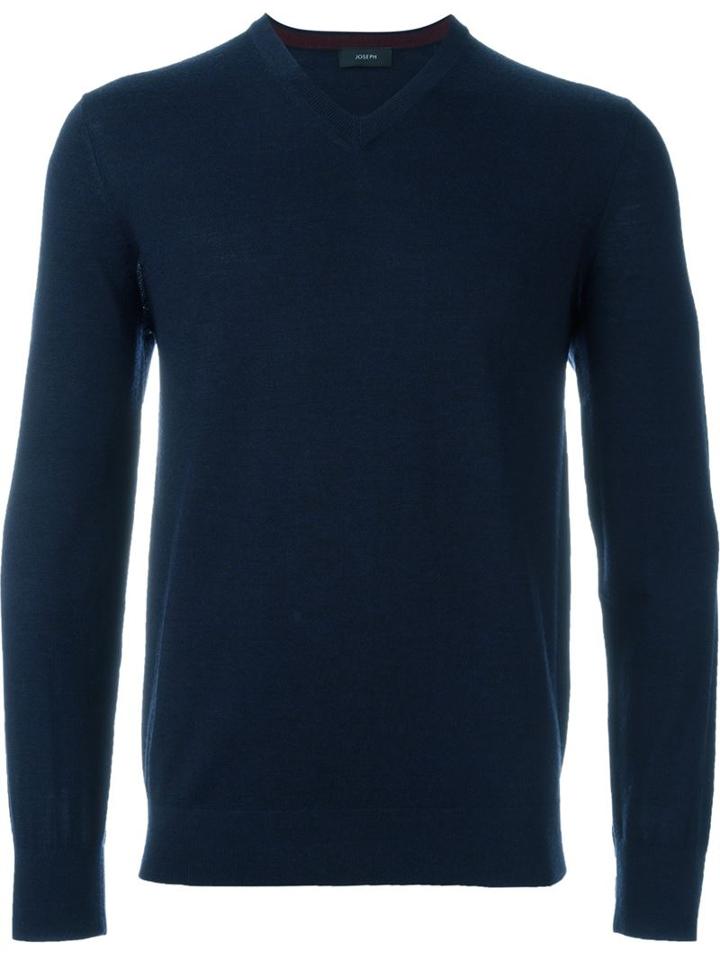 Joseph Elbow Patch V-neck Jumper