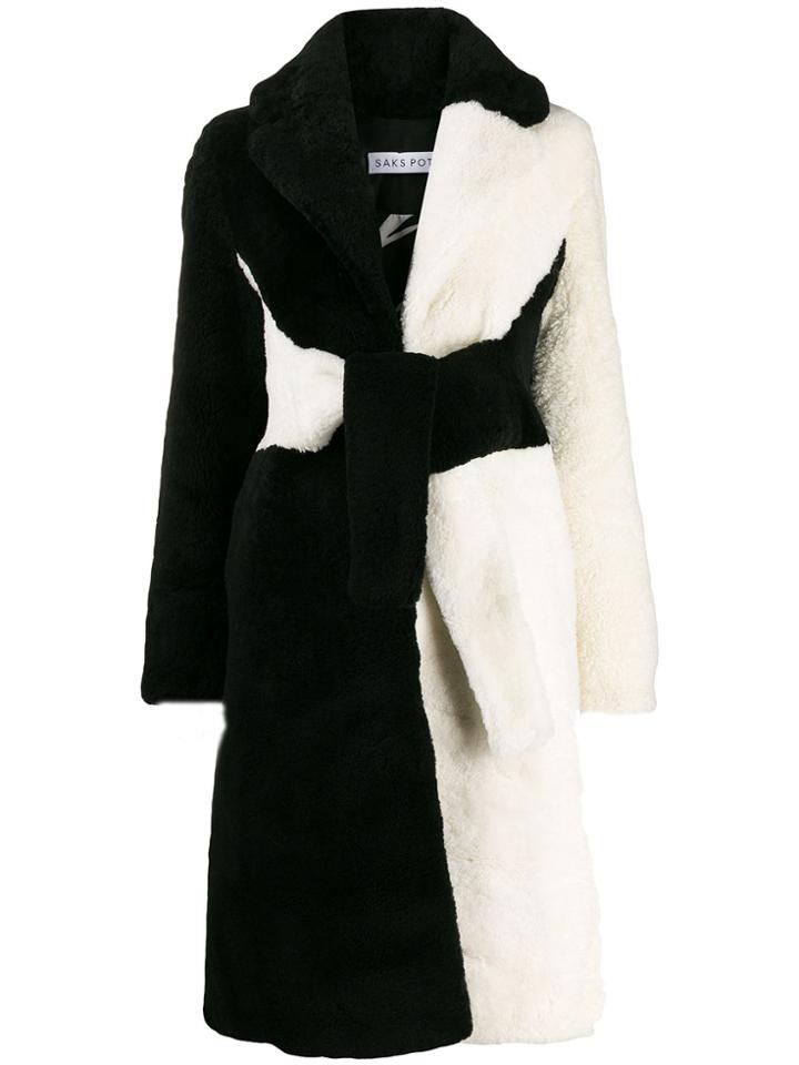Saks Potts Wrapis Two-tone Coat - White