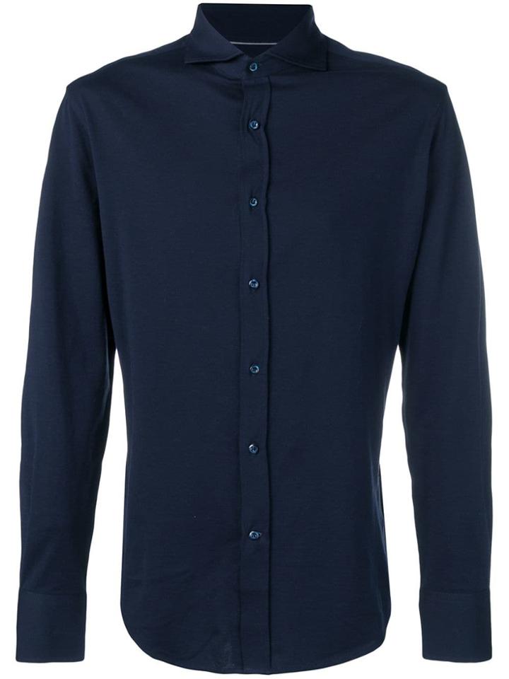 Brunello Cucinelli Buttoned Jersey Shirt - Blue