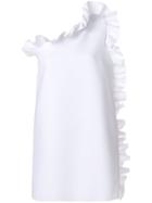 Msgm One-shoulder Ruffle Trim Dress - White