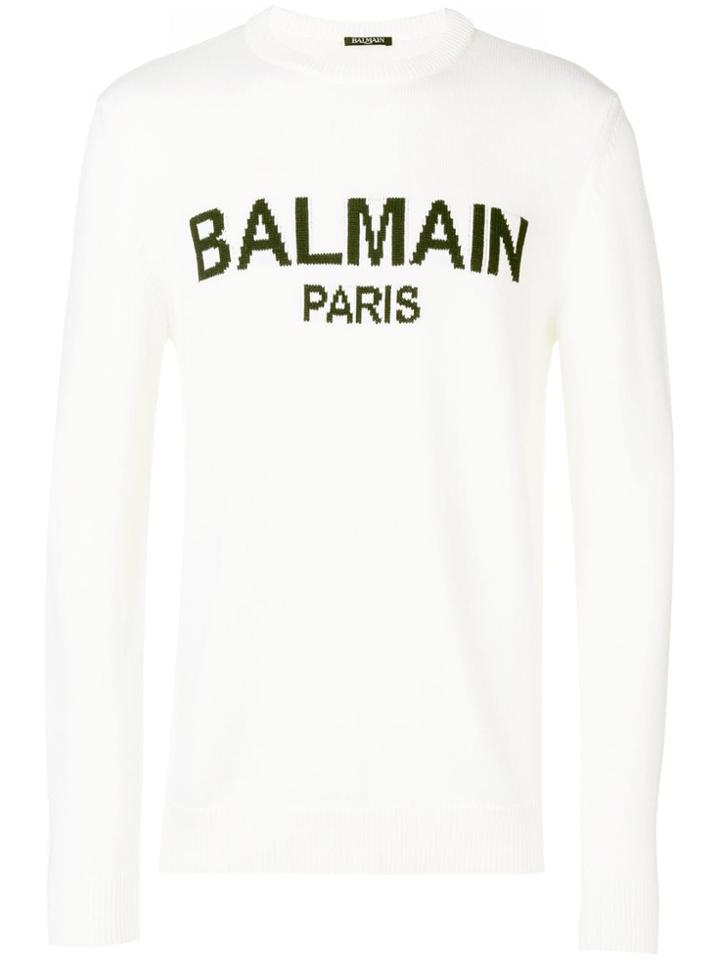 Balmain Logo Knit Jumper - Neutrals