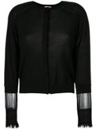 No21 Sheer Panel Knitted Cardigan - Black