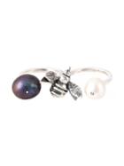 Maria Teresa Sottile Bee Double Ring, Women's, Metallic, Pearls/silver/black Pearl