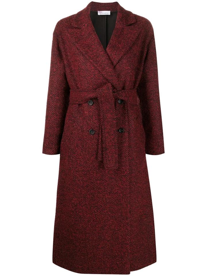 Red Valentino Red(v) Double-breasted Belted Coat