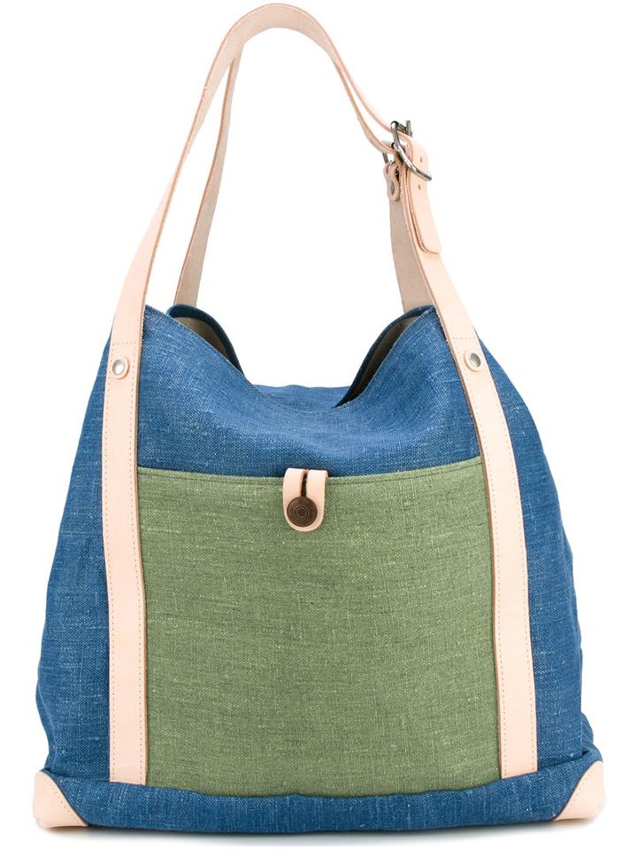 Ermanno Gallamini Top Handles Patch Tote, Women's, Blue, Cotton/leather