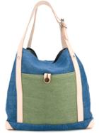 Ermanno Gallamini Top Handles Patch Tote, Women's, Blue, Cotton/leather