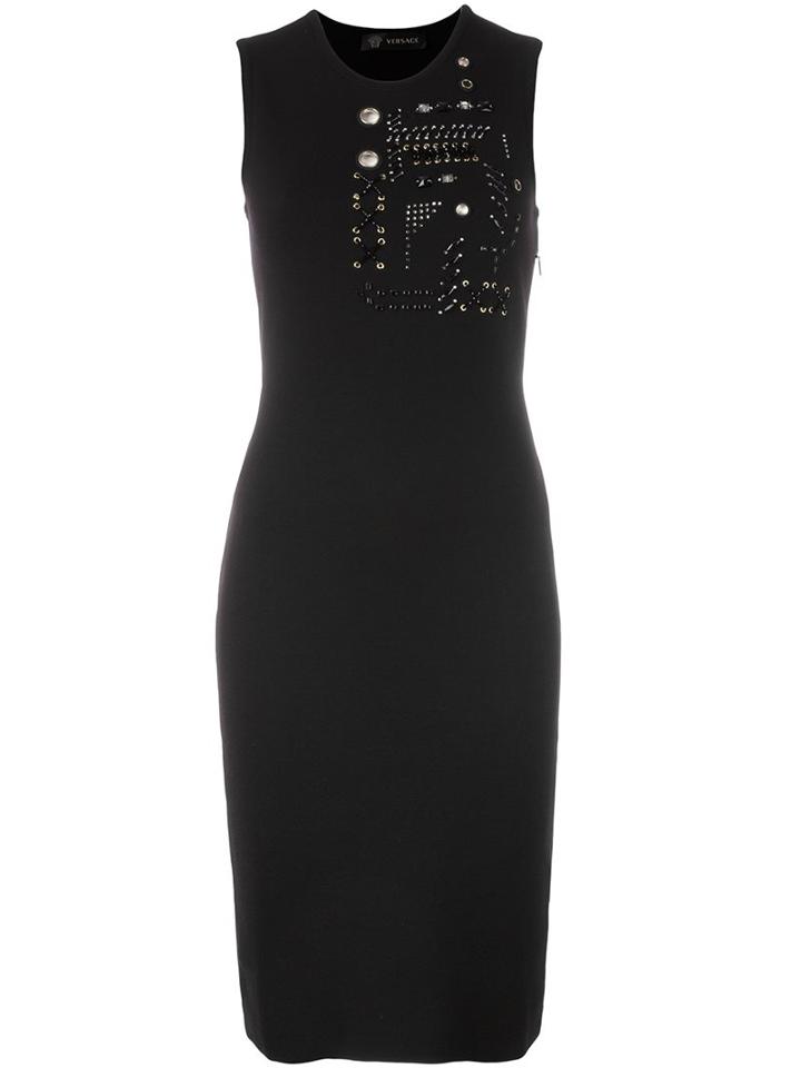 Versace Embroidered Eyelet Detail Dress