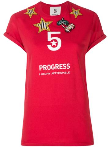5 Progress Cherry Slogan T-shirt - Red