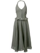 Ma+ - Ruffled Waist Flared Dress - Women - Linen/flax - 40, Grey, Linen/flax
