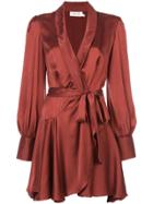 Zimmermann Satin Wrap Mini Dress - Red