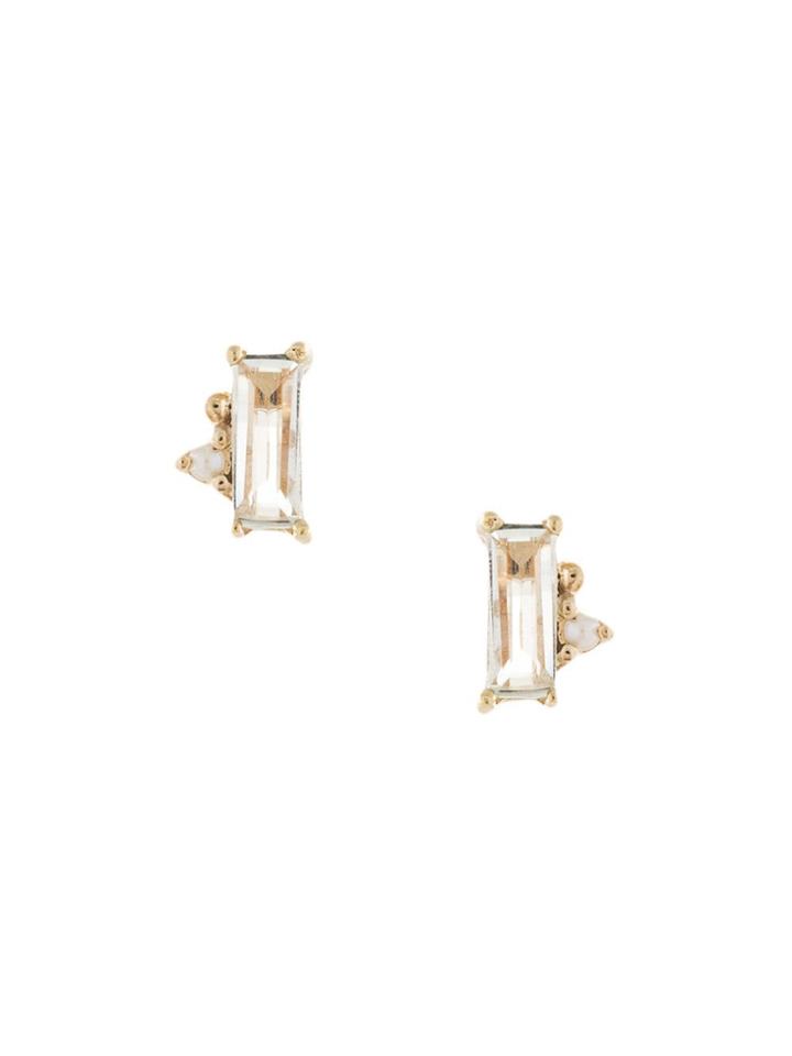 Natalie Marie 9kt Yellow Gold Nami Amethyst Studs