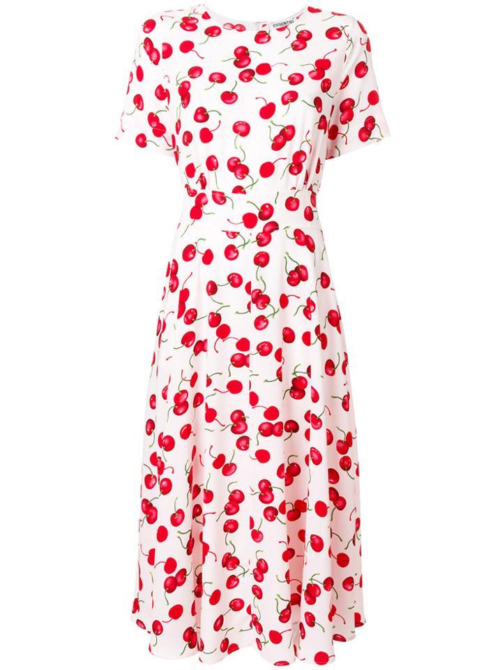 Essentiel Antwerp Cherry Print Midi Dress - White