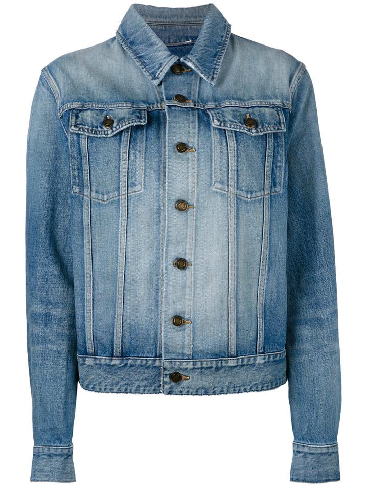 Saint Laurent - Logo Embroidered Denim Jacket - Men - Cotton - Xl, Blue, Cotton