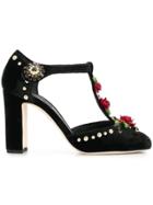 Dolce & Gabbana Embroidered T-straps Pumps - Black