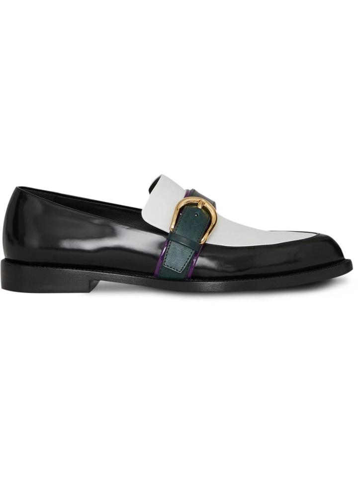 Burberry Colour Block Leather Monk Shoes - Black