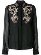 Roberto Cavalli Embroidered Detail Sheer Shirt - Black