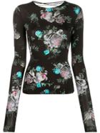Preen By Thornton Bregazzi Floral-print Lace-up Detail Top - Black