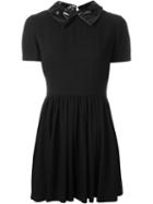 Jeremy Scott Contrast Collar Shortsleeved Dress, Women's, Size: 40, Black, Polyester/cotton/vinyl