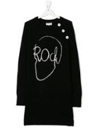 Zadig & Voltaire Kids Teen Skull Intarsia Sweater Dress - Black