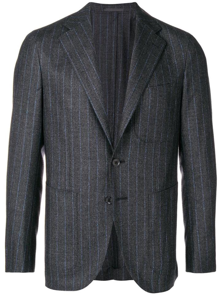 Caruso Pinstriped Blazer - Grey