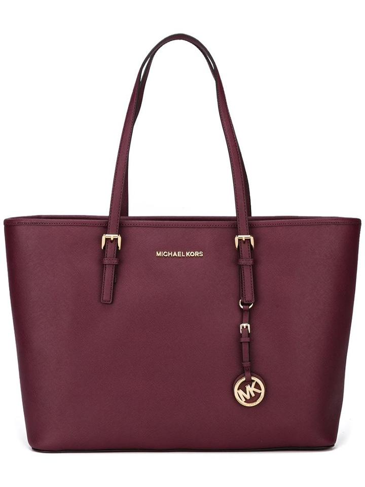Michael Michael Kors Medium 'jet Set Travel' Tote, Red, Leather