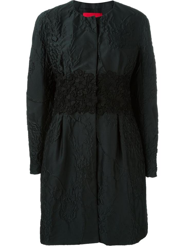 Moncler Gamme Rouge Floral Embroidered Padded Coat, Women's, Size: 1, Black, Polyester/polyamide/silk