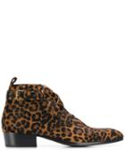 Saint Laurent Leopard Print Ankle Boots - Neutrals